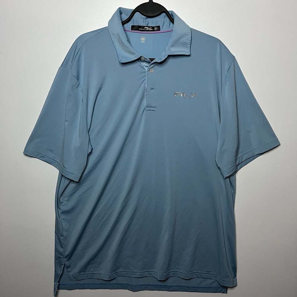 RLX Ralph Lauren Blue Wicking Short Sleeve Golf Polo Shirt Men's Large